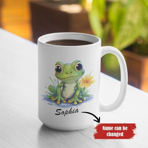 Cute Frog Personalized Name Animal | Customised Coffee Mug | 11 OZ