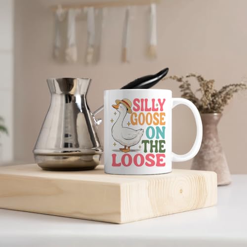 Silly Goose On The Loose Funny Double-Sided | Ceramic Coffee Mug | 11 OZ