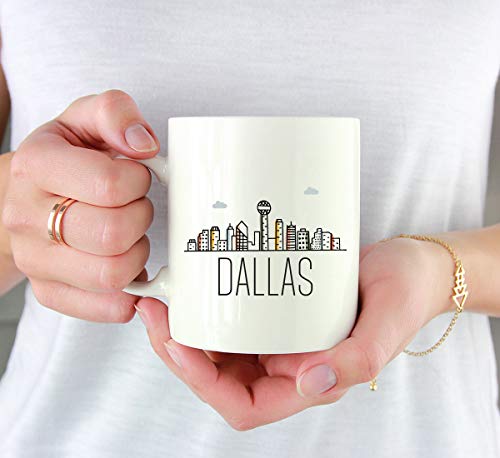 Gift Dallas Colorful City Skyline Graphic | Ceramic Coffee Mug | 11 OZ