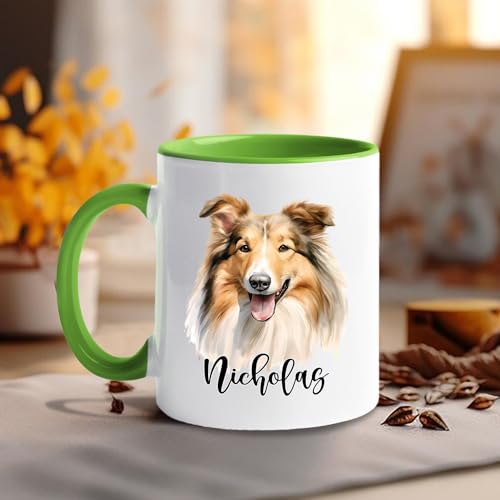 Personalized Rough Collie Customized Name | Customised Coffee Mug | 11 OZ