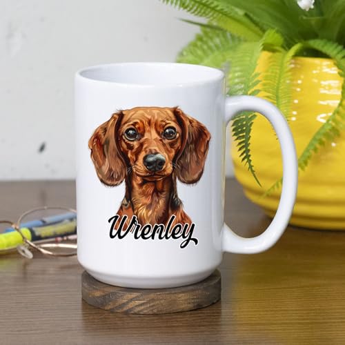 Personalized Brown Dachshund Customized | Customised Coffee Mug | 11 OZ
