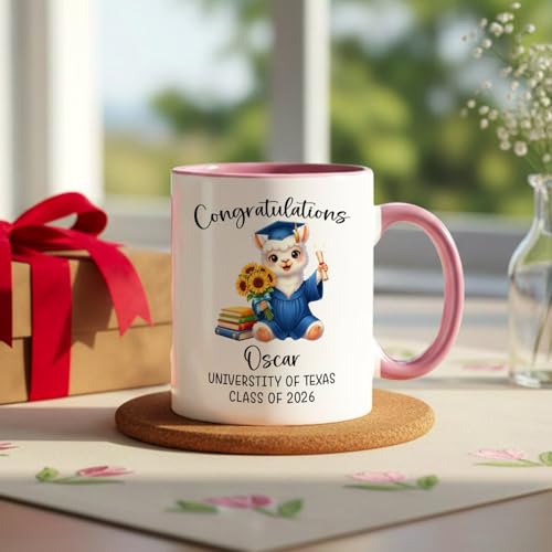 Personalized Name Llama Graduation Accent | Customised Coffee Mug | 11 OZ