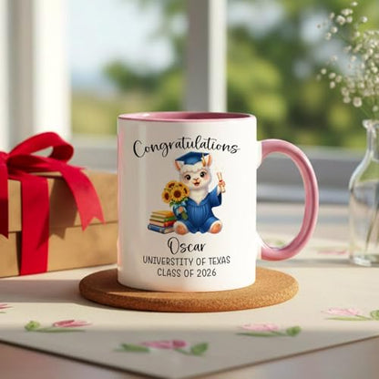 Personalized Name Llama Graduation Accent | Customised Coffee Mug | 11 OZ