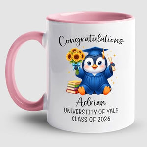 Graduation Penguin Accent Or Personalized | Customised Coffee Mug | 11 OZ
