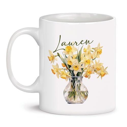 Personalized Name On Daffodils Travel | Customised Coffee Mug | 11 OZ