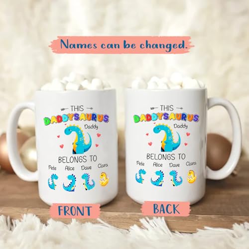 This Daddysaurus Belongs To 4 Kids | Customised Coffee Mug | 11 OZ