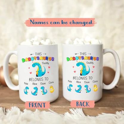This Daddysaurus Belongs To 4 Kids | Customised Coffee Mug | 11 OZ