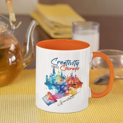 Personalized Artist Themed Creativity Takes | Customised Coffee Mug | 11 OZ