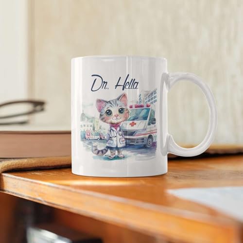 Lovely Customized With Doctor Cute Cat | Customised Coffee Mug | 11 OZ