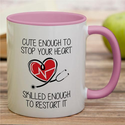Funny Cute Enough To Stop Your Heart Funny | Ceramic Coffee Mug | 11 OZ
