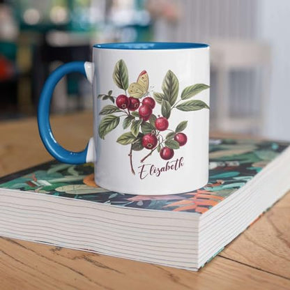 Cranberry With Butterfly Customized | Customised Coffee Mug | 11 OZ