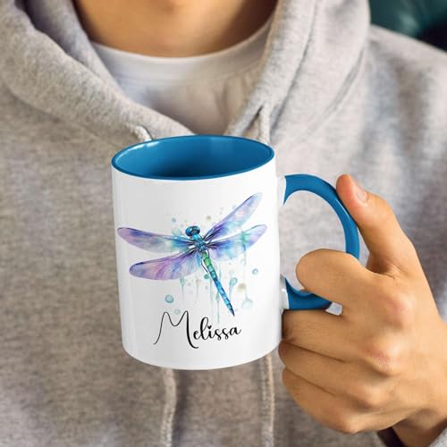 Personalized Name Dragonfly Lover Gift | Customised Coffee Mug | 11 OZ