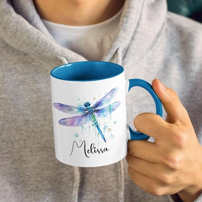 Personalized Name Dragonfly Lover Gift | Customised Coffee Mug | 11 OZ