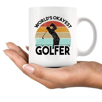 World s Okayest Golfer Golf Gifts Player Dad | Ceramic Coffee Mug | 11 OZ