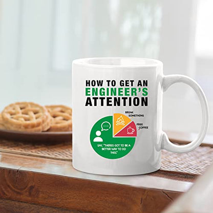 How To Get An Engineer s Attention Funny For | Ceramic Coffee Mug | 11 OZ