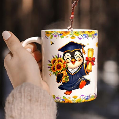 Penguin Teacup Gift For Congrats Graduation | Customised Coffee Mug | 11 OZ