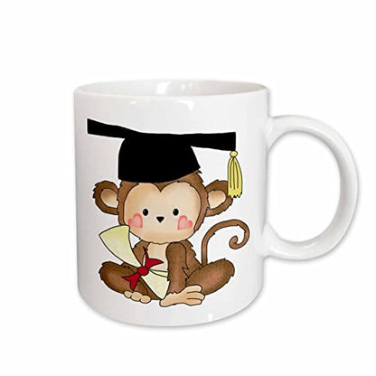 Cute Little Monkey Graduate With Cap and | Ceramic Coffee Mug | 11 OZ