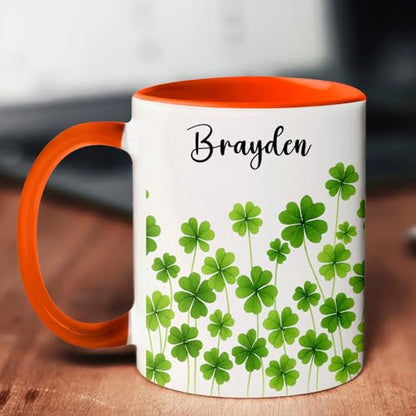 Personalized Name Gift For 4 Leaf Clover | Customised Coffee Mug | 11 OZ