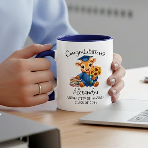 Personalized Name Giraffe Grad Accent | Customised Coffee Mug | 11 OZ