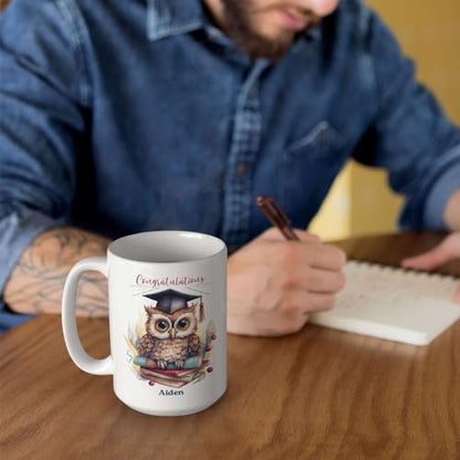 Personalized Graduation Owl Custom Name | Customised Coffee Mug | 11 OZ