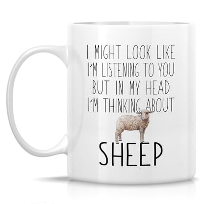 Funny Sheep Lover Thinking About or Humorous | Ceramic Coffee Mug | 11 OZ