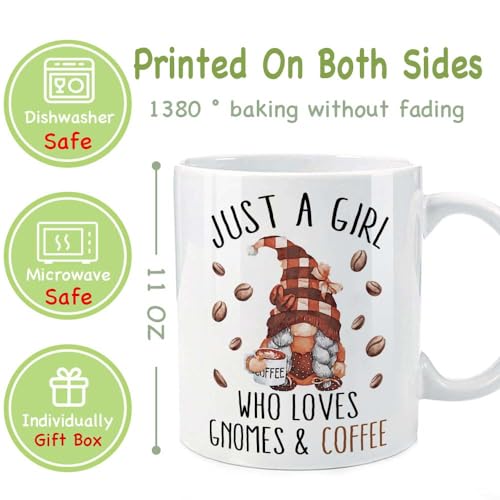 Who Loves Gnomes And Funny Gnome Porcelain | Ceramic Coffee Mug | 11 OZ