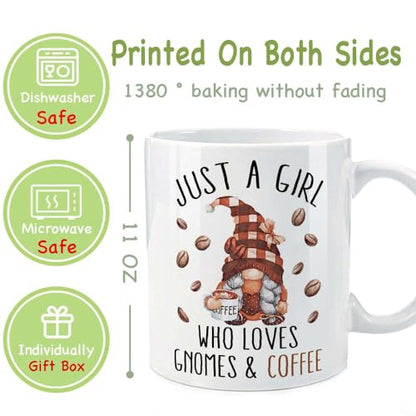 Who Loves Gnomes And Funny Gnome Porcelain | Ceramic Coffee Mug | 11 OZ