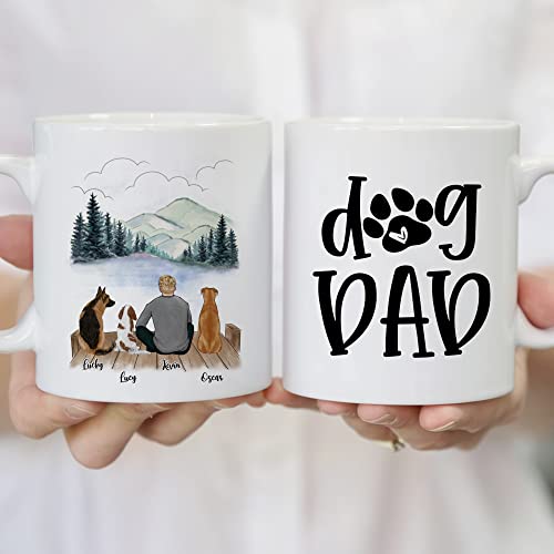Personalized Dog Dad for 3 Dogs | Ceramic Coffee Mug | Father's Day Gift | Stylish Printed Design | Tea & Coffee Cup | 11oz