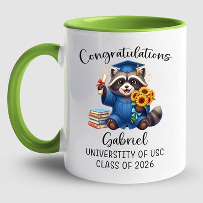 Raccoon Graduate Accent Gift For Son | Customised Coffee Mug | 11 OZ