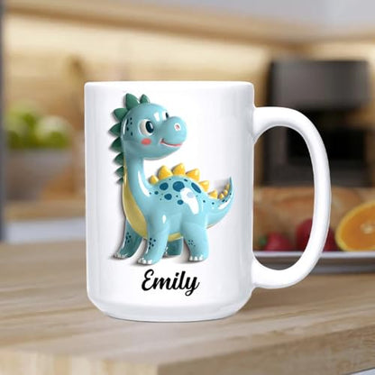 Unique Dinosaur Accent Personalized Name | Customised Coffee Mug | 11 OZ
