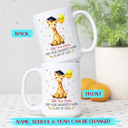 Personalized Graduation Giraffe Gift for | Customised Coffee Mug | 11 OZ