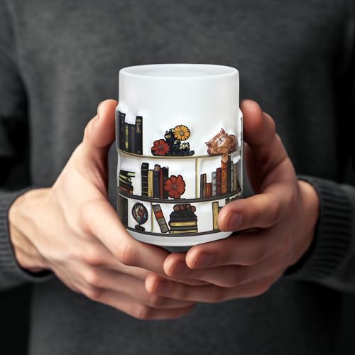 Full-Wrap Embossed 3D Book For Lovers Gifts | Ceramic Coffee Mug | 11 OZ