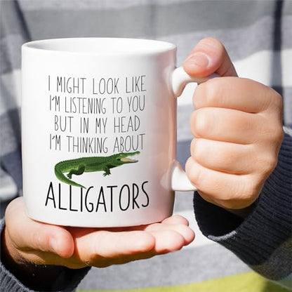 Funny Alligator Lover Thinking About | Ceramic Coffee Mug | 11 OZ