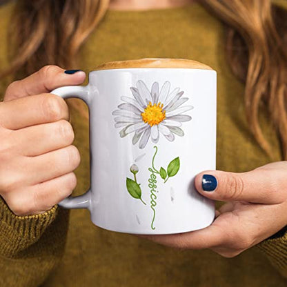 CUBICER Personalized Daisy Flower | Customised Coffee Mug | 11 OZ