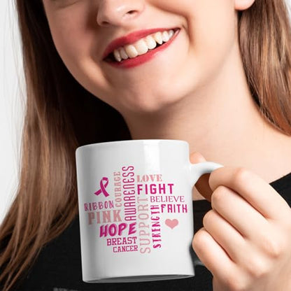 Veracco Breast Cancer Awareness Ribbon | Ceramic Coffee Mug | 11 OZ