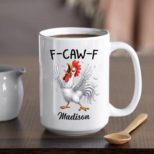Custom Crazy Angry Chicken Rooster Caw-F 11 | Customised Coffee Mug | 11 OZ