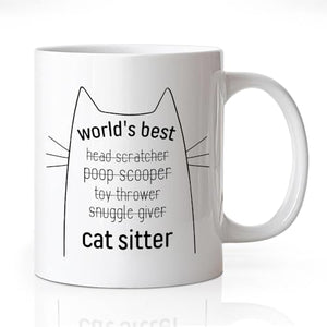 World s Best Cat Sitter Funny Theme for Milk | Ceramic Coffee Mug | 11 OZ