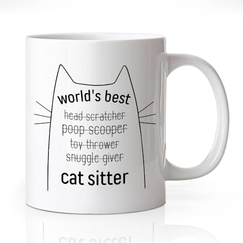 World s Best Cat Sitter Funny Theme for Milk | Ceramic Coffee Mug | 11 OZ