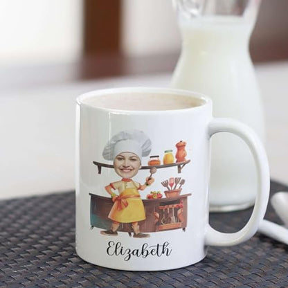 Personalized Name And Photo Face Chef | Customised Coffee Mug | 11 OZ