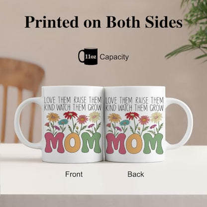 Love Them Raise Double-Sided Funny Floral Mom | Ceramic Coffee Mug | 11 OZ