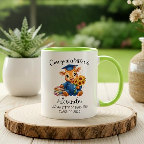 Personalized Name Giraffe Grad Accent | Customised Coffee Mug | 11 OZ
