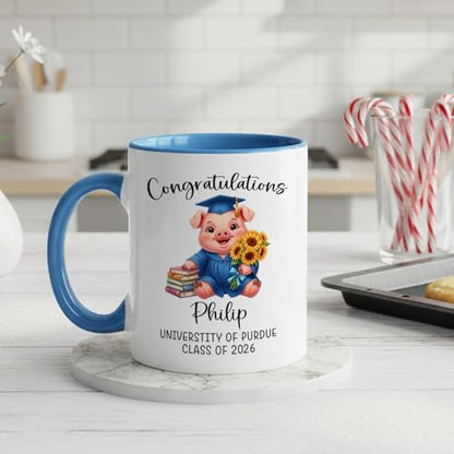 Pig Graduation Accent Personalized | Customised Coffee Mug | 11 OZ