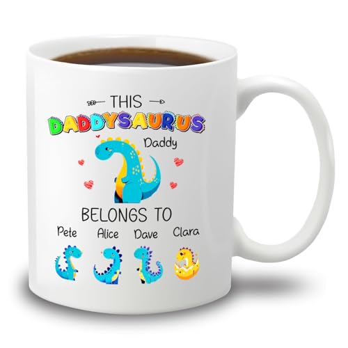 This Daddysaurus Belongs To 4 Kids | Customised Coffee Mug | 11 OZ