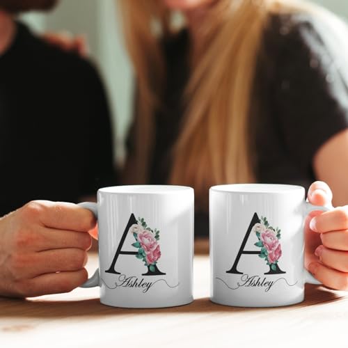 Personalized Monogrammed for Women with | Customised Coffee Mug | 11 OZ