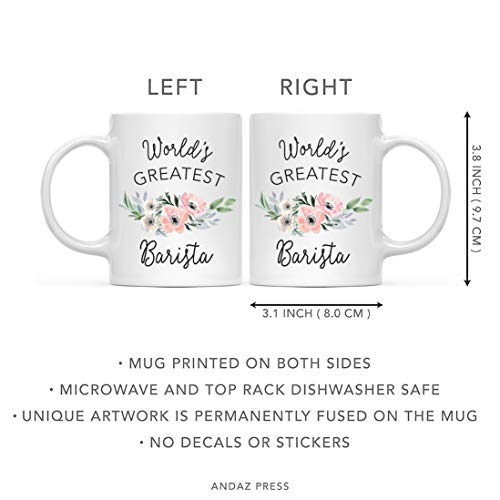 Gift for Women World s Greatest Barista | Ceramic Coffee Mug | 11 OZ