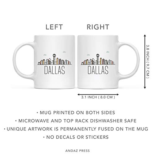 Gift Dallas Colorful City Skyline Graphic | Ceramic Coffee Mug | 11 OZ