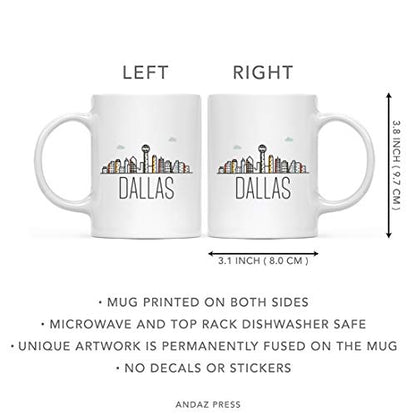 Gift Dallas Colorful City Skyline Graphic | Ceramic Coffee Mug | 11 OZ