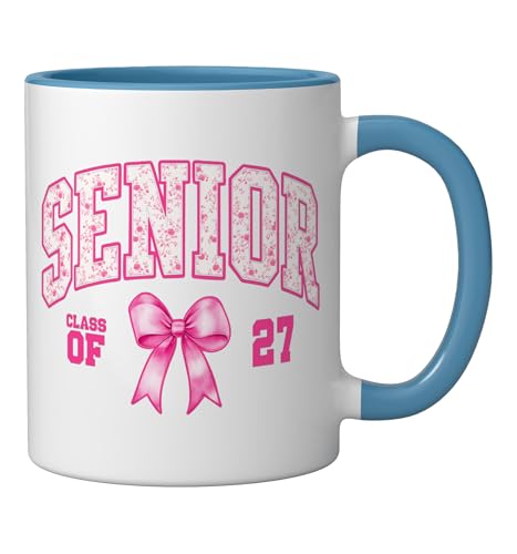 Senior 2027 Class of 27 Coquette Bow Toile | Ceramic Coffee Mug | 11 OZ