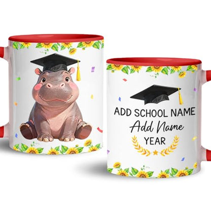 Personalized Graduation Hippo Accent | Customised Coffee Mug | 11 OZ