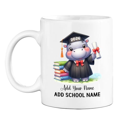 Personalized Hippo Graduate with Name Year | Customised Coffee Mug | 11 OZ